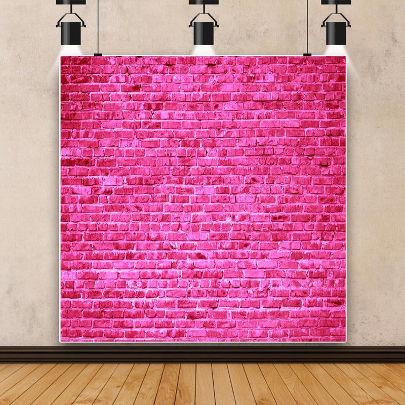 AOFOTO 8x8ft Pink Brick Wall Backdrop Hot Pink Stone Brick Background for Girl Princess Kids Baby Shower Birthday Party Table Decoration Banner Wedding Artistic Portrait Wallpaper Photo Shoot Props - Image 4